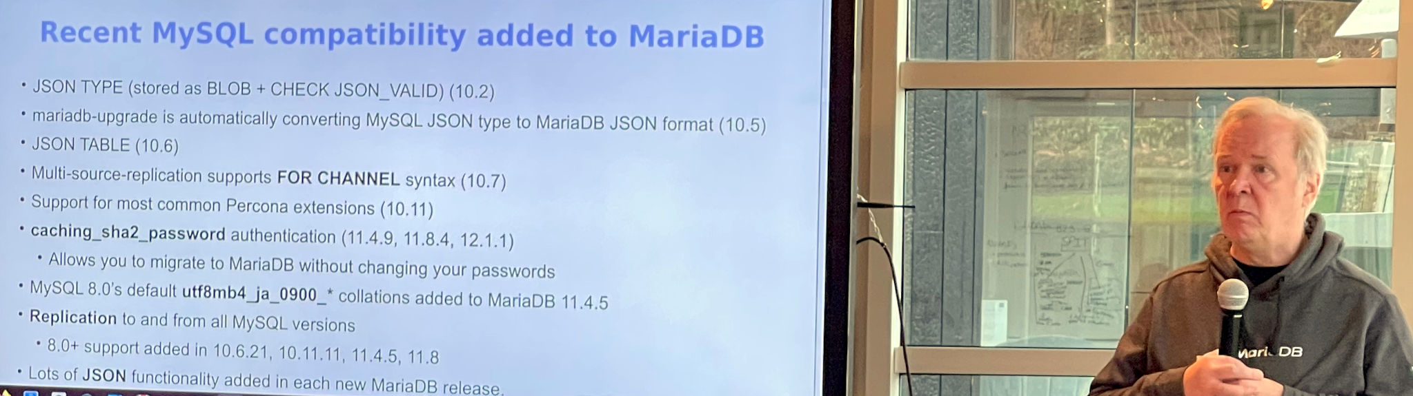 Monty talking about MariaDB and MySQL compatibility