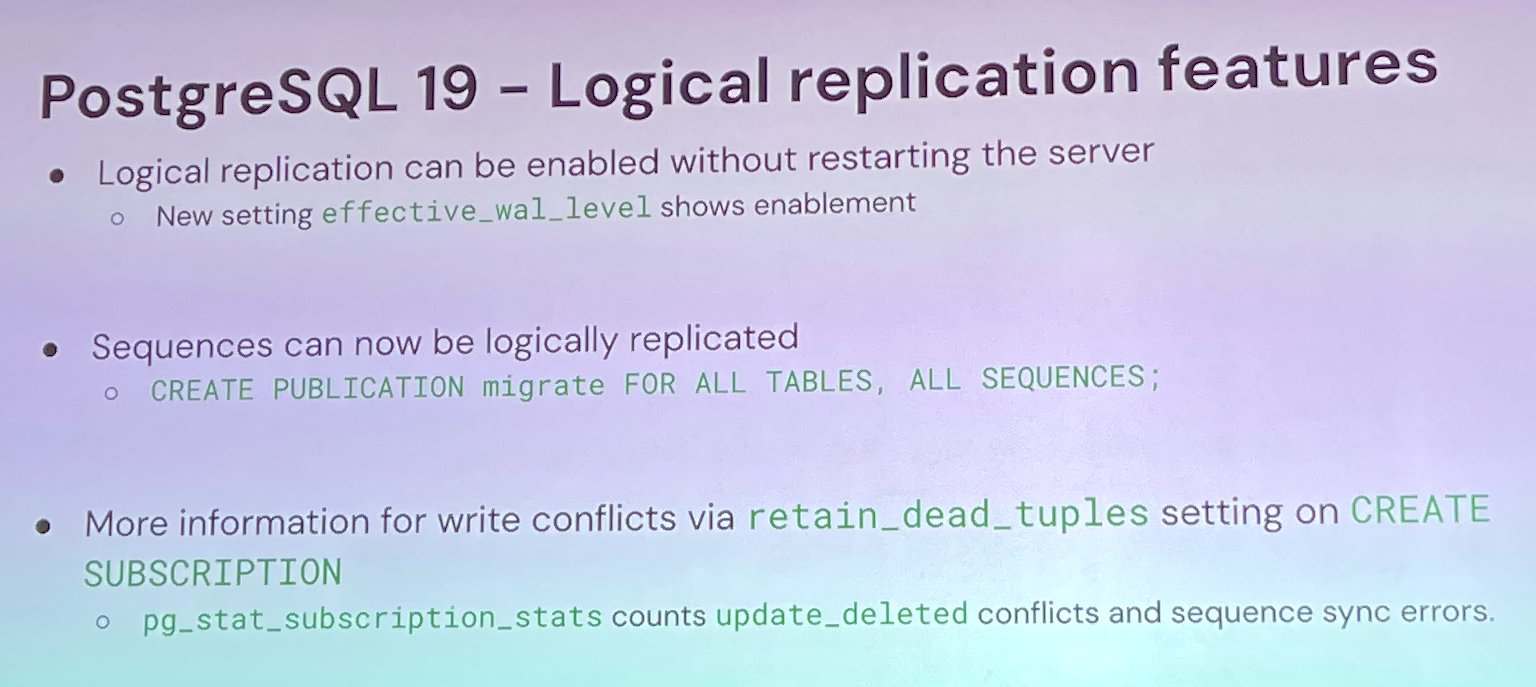 Logical Replication Features