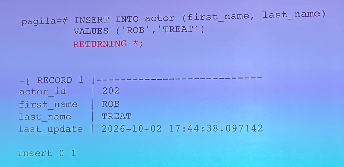 RETURNING Example