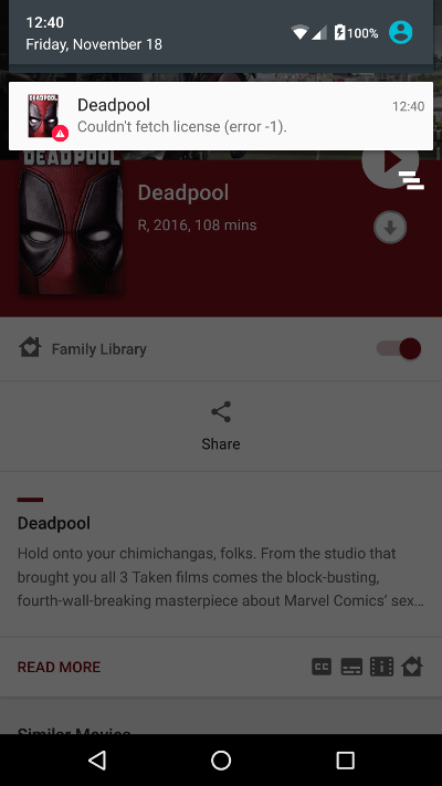 Google License Error - Deadpool