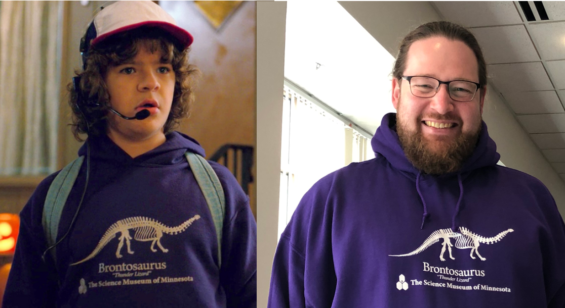 2019 Dev-Jam: Dustin and Dustin in Brontosaurus Hoodie