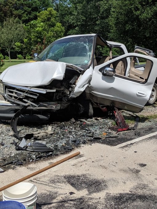 Crashed F150 Pickup Truck