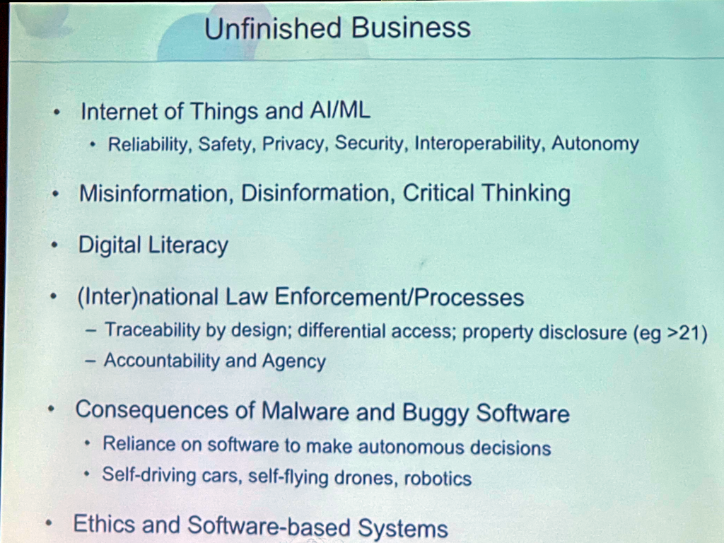 Slide Listing Unfinished Business for the Internet